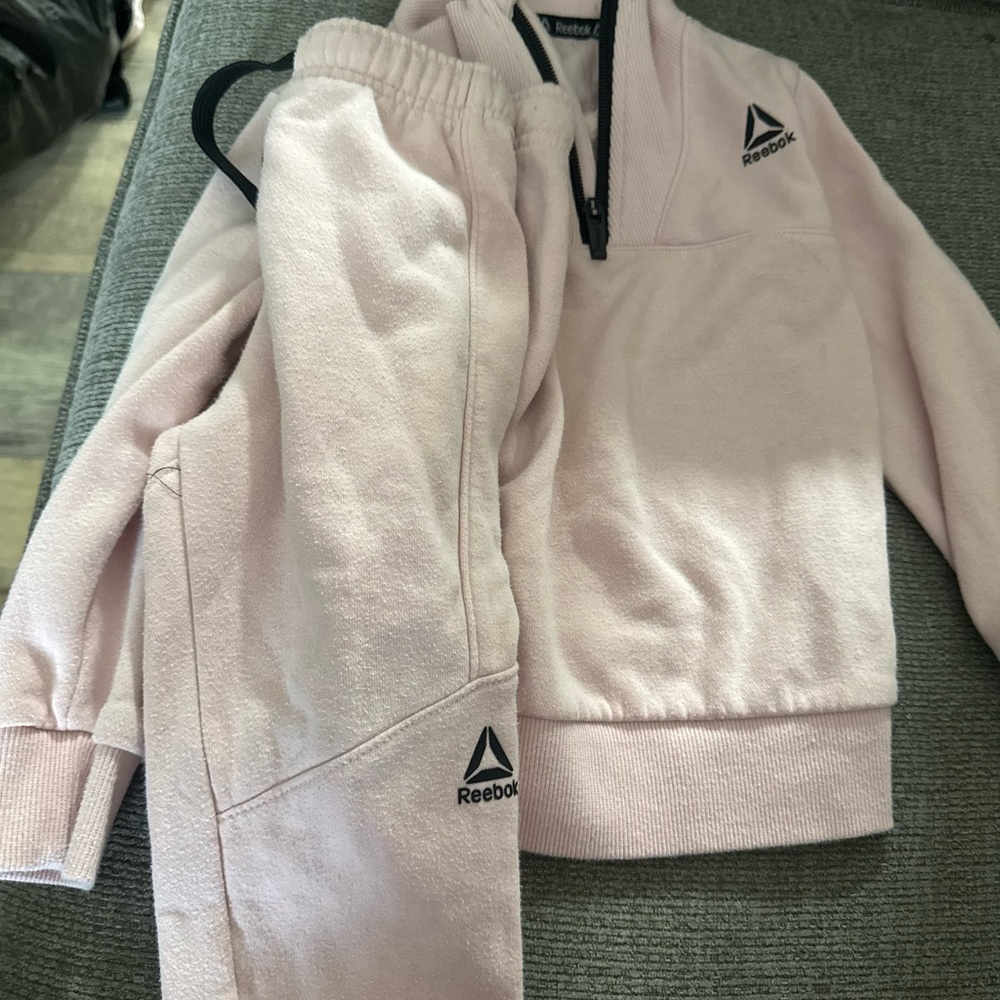 Reebok Kids Light Pink Fleece Matching Sweatshirt & Joggers Set